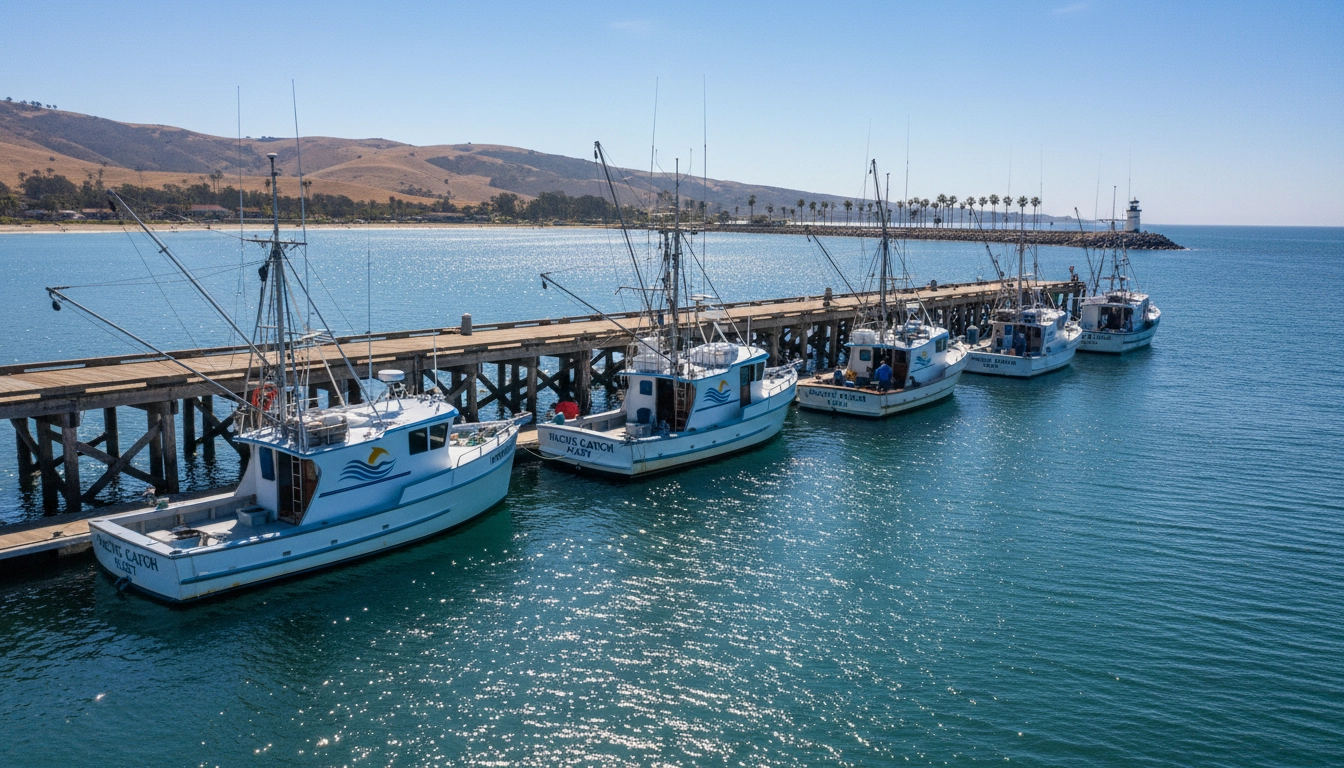 Fishing vessel fleet in the harbor