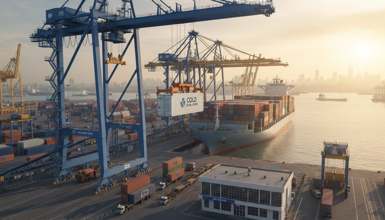 Shipping container at port