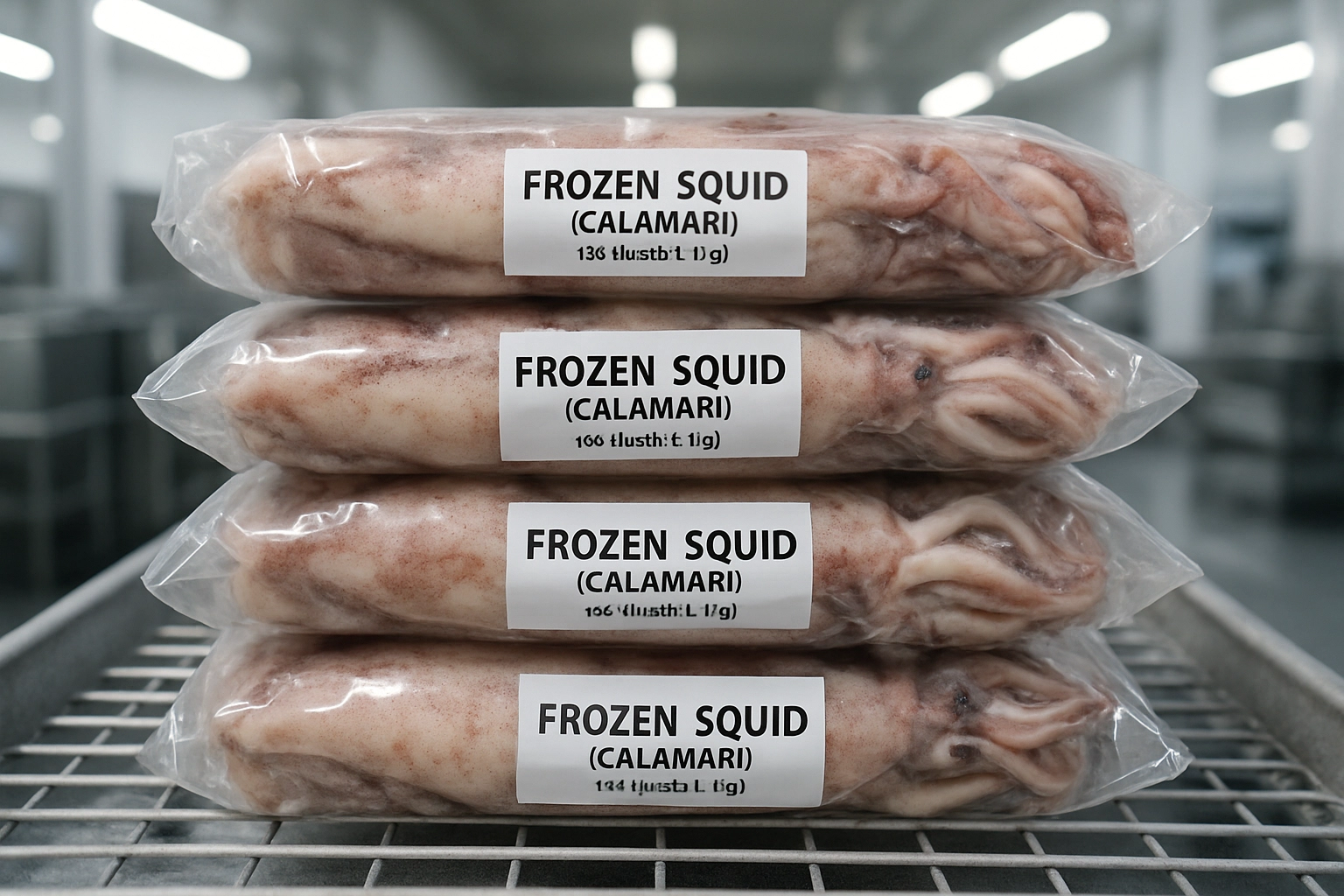 Packaged frozen California market squid